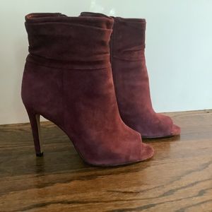 Vince Camuto Sugar Plum Suede Peep Toe Ankle Booties